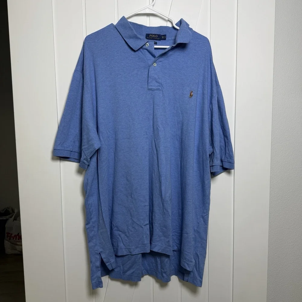 Polo Ralph Lauren Big & Tall Cotton Polo Shirt Blue Size 3XLT Pima Soft Touch
